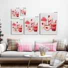 Valentine's Day Canvas Wall Art, Romantic Heart Mug and Sweet Drinks Print Poster Framed, Cozy Farmhouse Kitchen Decor, Love-Themed Wall Oil Painting Artwork for Holiday Decor