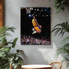 Kobe Bryant Canvas Wall Art Decor -Iconic Dunk Lakers No. 8 Action Shot, Basketball Legend Poster Print for Sports Fans, Dynamic Home and Office Wall Decor
