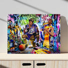 Kobe Bryant Canvas Wall Art Decor - Graffiti-Inspired Basketball Tribute Featuring Lakers Iconic Moments, Mamba Mentality Design for Living Room or Office Wall Decor