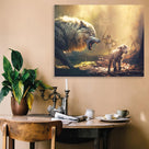 Christian Wall Art Jesus Running Towards Wolf and Lamb Pictures Jesus Art Wall Decor for Living Room Bedroom Church Decorations