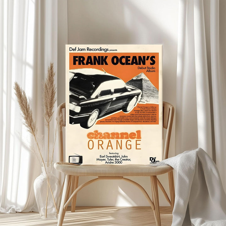 Frank Ocean Canvas Wall Art, Channel Orange Album Cover Print Poster, Vintage Framed Music Wall Artwork for Bedroom, Lounge, Studio or Music Room Aesthetic Decor