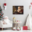 Christmas Wall Art Santa Wall Decor Canvas Classic Santa Reading by Christmas Tree Pictures Print Framed Xmas Canvas Wall Artwork for Living Room Bedroom