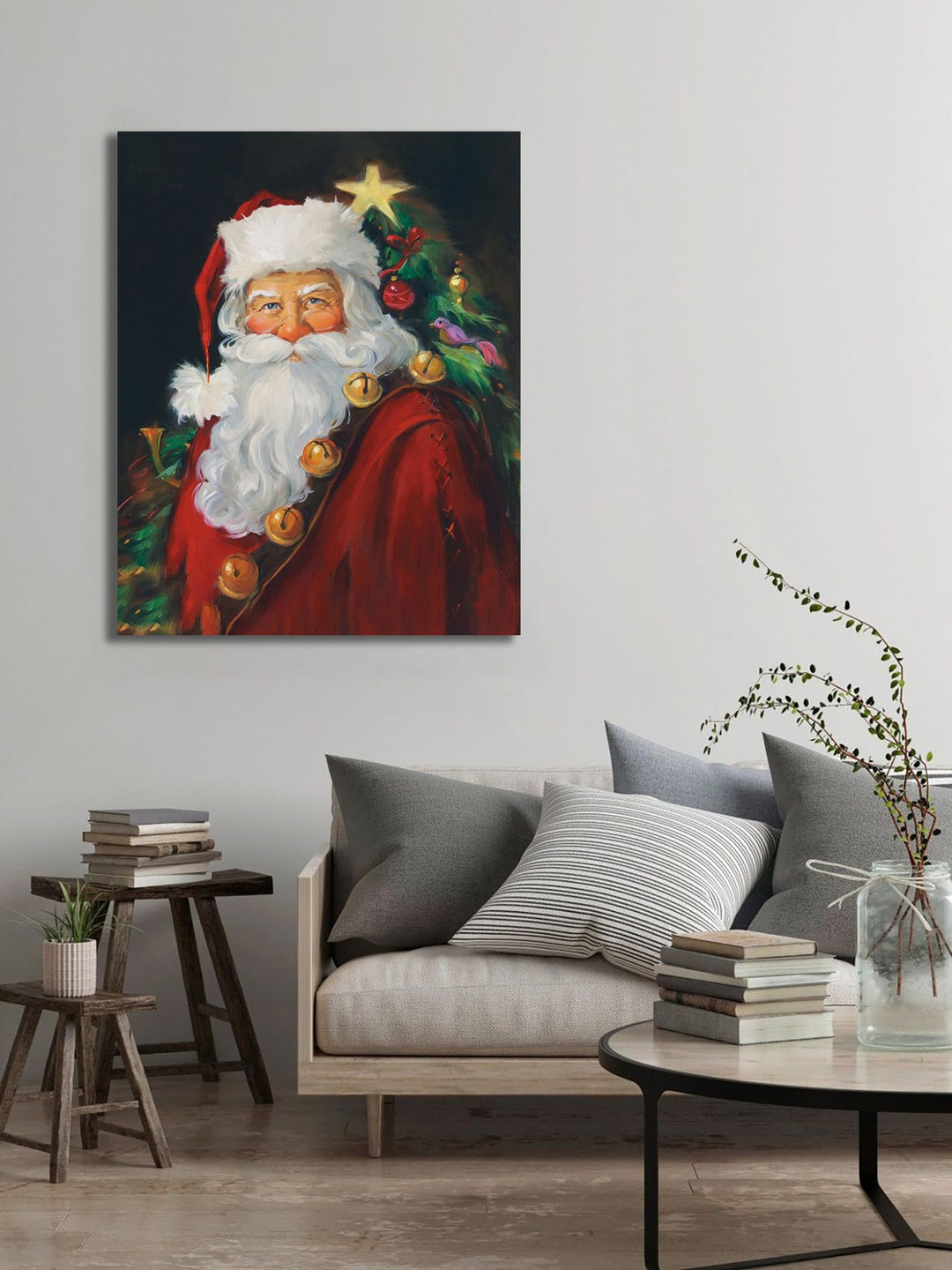 Christmas Canvas Wall Art Santa Claus Canvas Prints for Living Room Kitchen Bathroom Home Santa Claus Xmas Posters Room Decor
