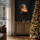Christmas Canvas Framed Wall Art for Living Room Decor Classical Oil Painting Santa Claus & Crystal Ball Canva Poster Prints Wall Decoration Home Office Bedroom Bathroom Decor