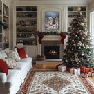 ART Christmas Canvas Wall Snowy Church and Tree Pictures Print Holiday Village Scene Festive Winter Wonderland with Lit Church and Christmas Tree Family Decor for Living Room Bedroom