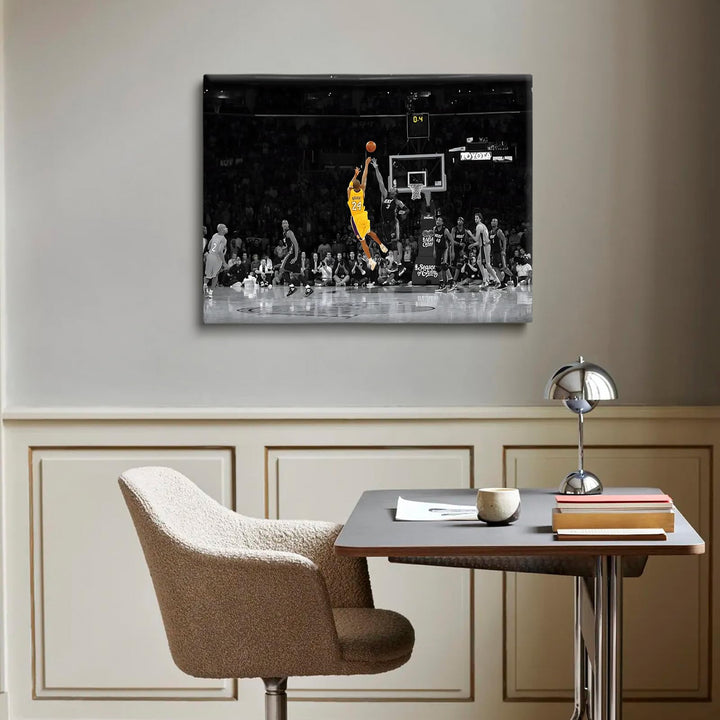 Kobe Bryant Canvas Wall Art Decor - Iconic Lakers No. 24 Game-Winning Shot, Basketball Legend Tribute Artwork, Sports Canvas Wall Art Decor for Home