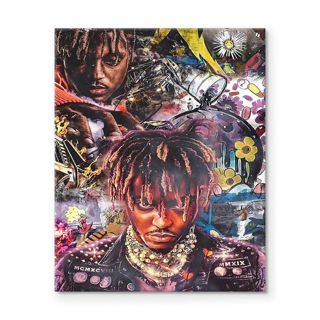 Juice Wrld Canvas Wall Art, Music Album Cover Poster Print, Rapper Singer Poster Framed Art, Retro graffiti Aesthetic Canvas Wall Art for Bedroom or Living Room Wall Decor