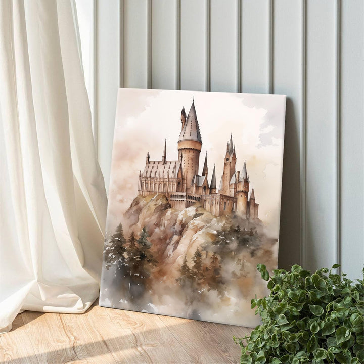Hogwarts Canvas School of Witchcraft and Wizardry Wall Art, Magic World Oil Painting Print, Majestic Castle Decor for Bedroom Living Room, Dreamy Art for Witchcraft Fans