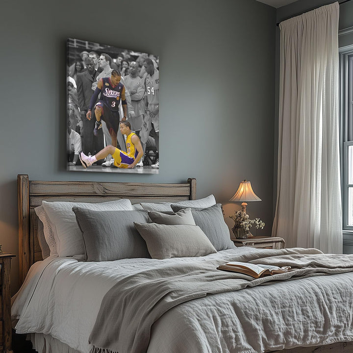 Basketball Canvas Wall Art, Iverson and Tyronn Lue Poster Prints NBA Star Artwork Decoration Motivational Sports Wall Decor for Gym Office Home Dorm Bedroom Living Room
