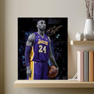 Kobe Bryant Canvas Wall Art Decor - Iconic Los Angeles Lakers No. 24 Basketball Artwork with Autograph Style Print, Inspirational Sports Canvas for Home, Office or Gym Wall Decor