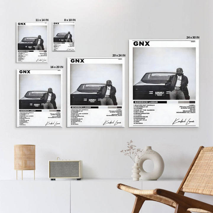 Kendrick Lamar Cover Canvas Wall Art, GNX Album Monochrome Hip-Hop Poster Modern Urban Music Aesthetic Picture Canvas Artwork Music Decor for Living Room Bedroom Studio