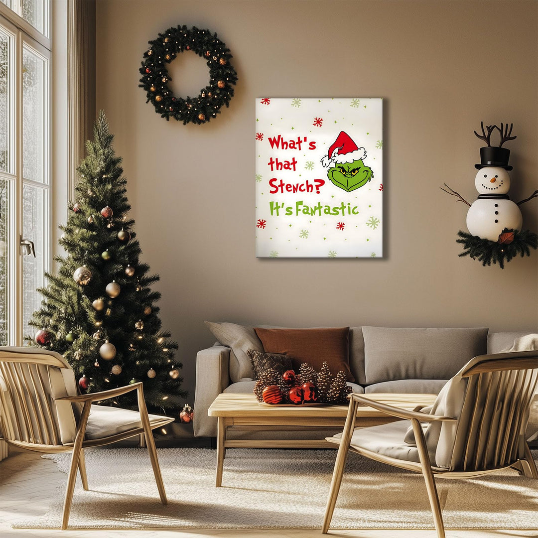 Christmas Canvas Wall Art Decor - “Maybe Christmas Means a Little Bit More” Holiday Quote Decor - 8x10 inch Whimsical Festive Wall Decoration for Room or Office - Premium Quality Canvas Print