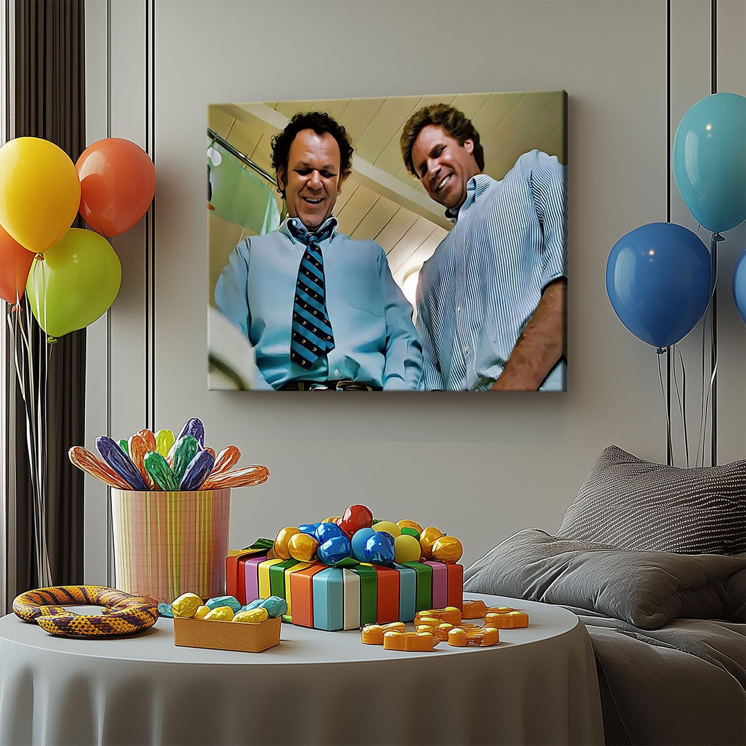 Hysterical Framed Canvas Wall Art Bathroom Decor Step Brothers Movie Poster Funny Moment Print Legendary Comedy Duo Oil Painting Artwork for Bathroom Toilet Wall Home Decoration