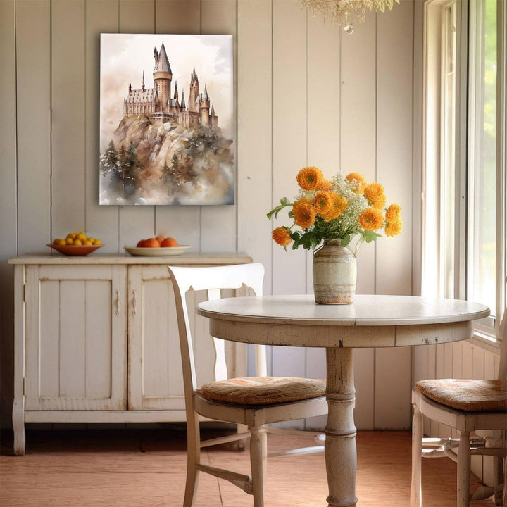 Hogwarts Canvas School of Witchcraft and Wizardry Wall Art, Magic World Oil Painting Print, Majestic Castle Decor for Bedroom Living Room, Dreamy Art for Witchcraft Fans