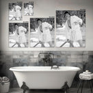 Funny Framed Canvas Wall Art Bathroom Decor Black and White Comedy Cousin Eddie Movies Poster Oil Painting Modern Toilet Artwork for Living Room Dorm Wall Home Decoration
