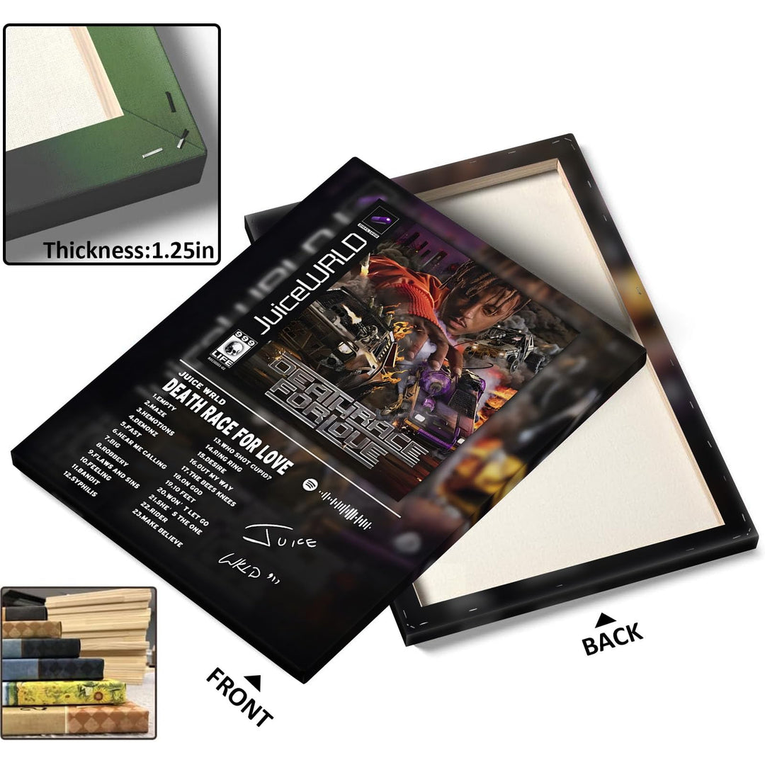 Juice WRLD Canvas Wall Art Death Race for Love Album Cover Poster, Intense Rap and Hip-Hop Inspired Prints Aesthetic for Bedroom Game Room Living Room Bar Studio Decor