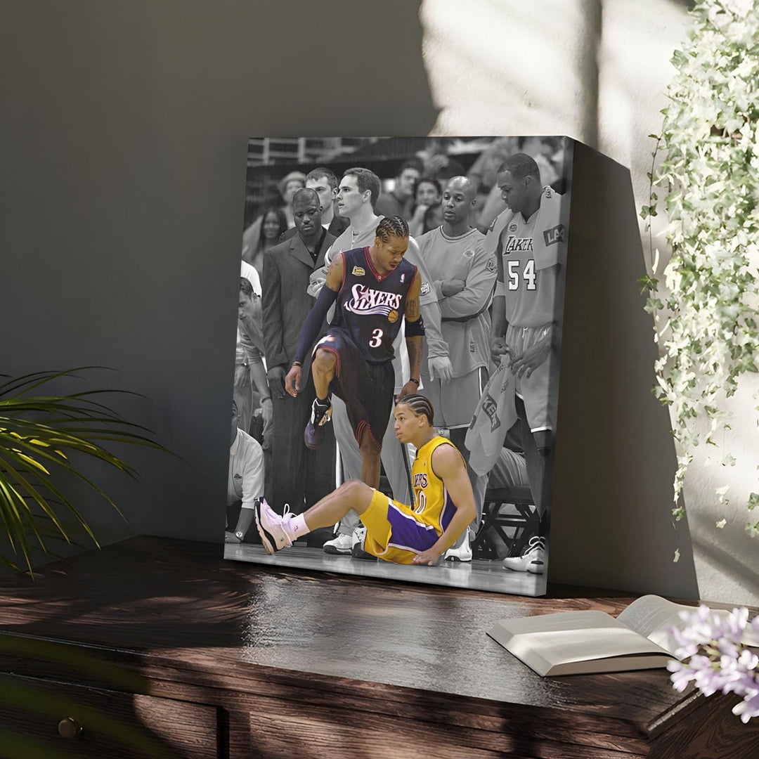 Basketball Canvas Wall Art, Iverson and Tyronn Lue Poster Prints NBA Star Artwork Decoration Motivational Sports Wall Decor for Gym Office Home Dorm Bedroom Living Room