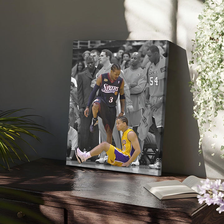 Basketball Canvas Wall Art, Iverson and Tyronn Lue Poster Prints NBA Star Artwork Decoration Motivational Sports Wall Decor for Gym Office Home Dorm Bedroom Living Room