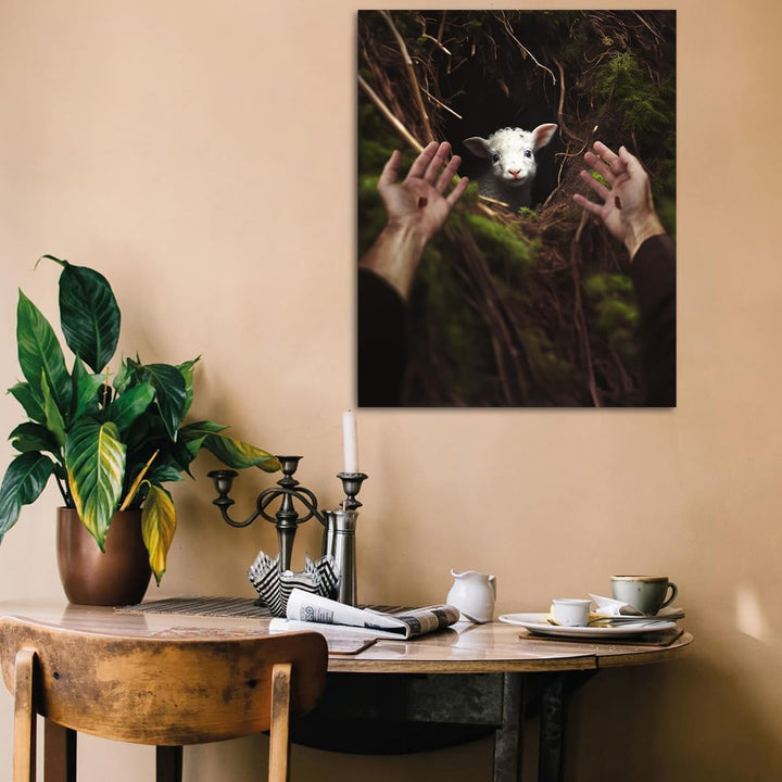 Jesus and Lamb Canvas Wall Art Jesus Reaches Down to Rescue A Lamb Picture Wall Art Canvas Print Christian Home Decor