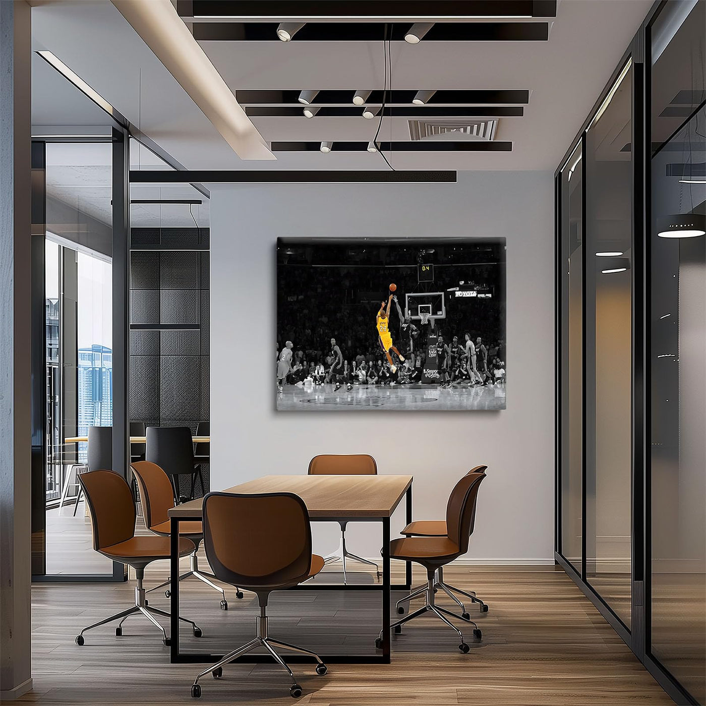 Kobe Bryant Canvas Wall Art Decor - Iconic Lakers No. 24 Game-Winning Shot, Basketball Legend Tribute Artwork, Sports Canvas Wall Art Decor for Home