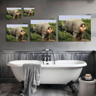Funny Framed Canvas Wall Art Bathroom Decor Retro Humor Comedy Ace Ventura Movies Poster Rhino Painting Modern Toilet Artwork for Living Room Dorm Wall Home Decoration