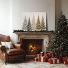 Christmas Canvas Wall Art - Elegant Neutral Winter Forest Scene, Minimalist Holiday Christmas Trees Pictures Print Canvas, Seasonal Wall Poster Decor for Living Room, Bedroom