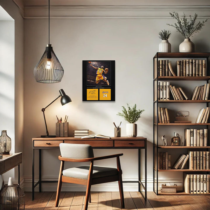 Kobe Bryant Canvas Wall Art Decor - Lakers No. 24 Dunk Poster with Signature Design, Inspirational Basketball Artwork for Home