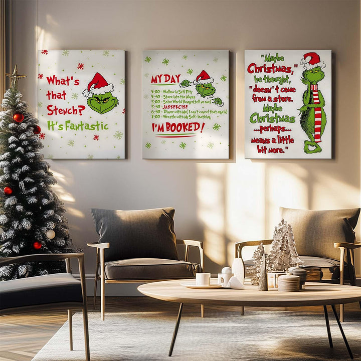 Christmas Canvas Wall Art Decor - “Maybe Christmas Means a Little Bit More” Holiday Quote Decor - 8x10 inch Whimsical Festive Wall Decoration for Room or Office - Premium Quality Canvas Print