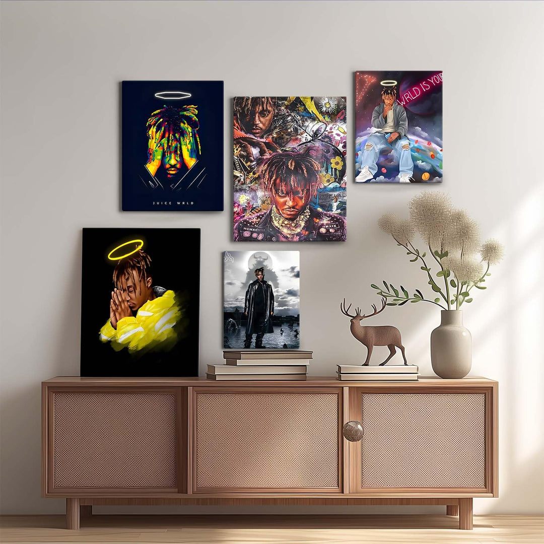 Juice Wrld Canvas Wall Art, Music Album Cover Poster Print, Rapper Singer Poster Framed Art, Retro graffiti Aesthetic Canvas Wall Art for Bedroom or Living Room Wall Decor