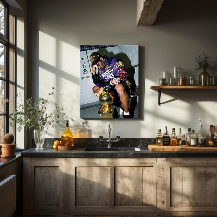 Kobe Bryant Canvas Wall Art Decor -  Iconic Lakers Championship Celebration Artwork, Trophy and Team Tribute, Bold NBA Finals Victory Poster for Office, Home or Game Room Wall Decoration