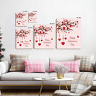 Valentine's Day Canvas Wall Art Romantic Heart Pictures Print, Happy Valentine's Day Heart Tree Design with Red Hearts, Romantic Wall Oil Painting for Living Room, Bedroom