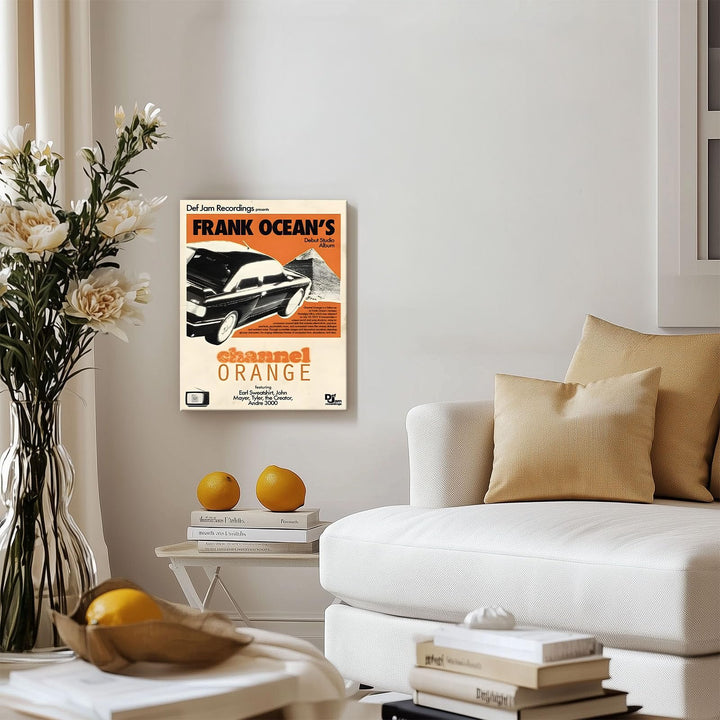 Frank Ocean Canvas Wall Art, Channel Orange Album Cover Print Poster, Vintage Framed Music Wall Artwork for Bedroom, Lounge, Studio or Music Room Aesthetic Decor