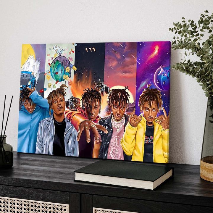 Juice WRLD Canvas Wall Art Evolution Collage Wall Decor Vibrant Rapper Print Poster, Inspirational Music Aesthetic Picture Artwork for Bedroom Game Room Living Room Bar Studio Decor