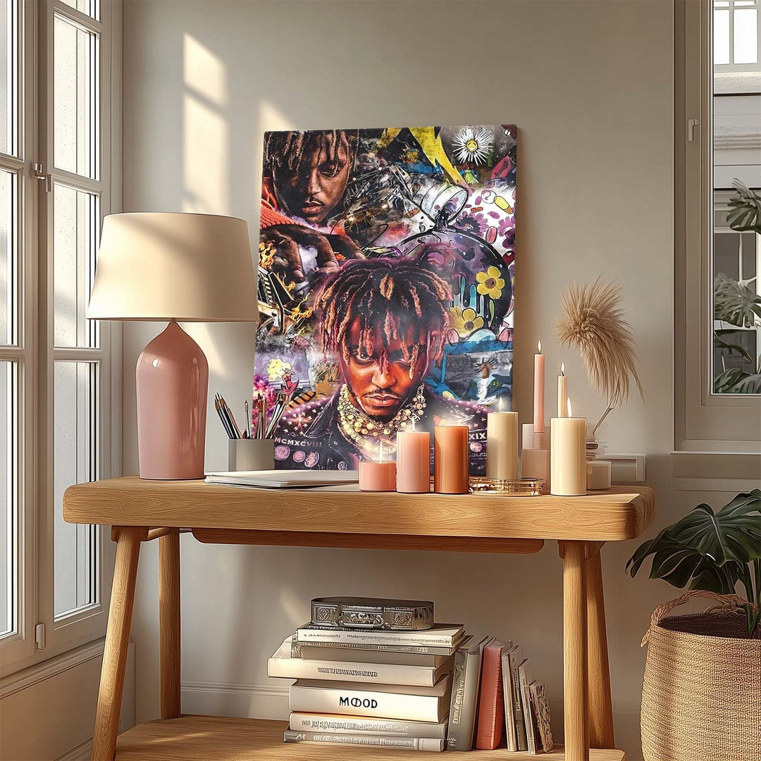Juice Wrld Canvas Wall Art, Music Album Cover Poster Print, Rapper Singer Poster Framed Art, Retro graffiti Aesthetic Canvas Wall Art for Bedroom or Living Room Wall Decor