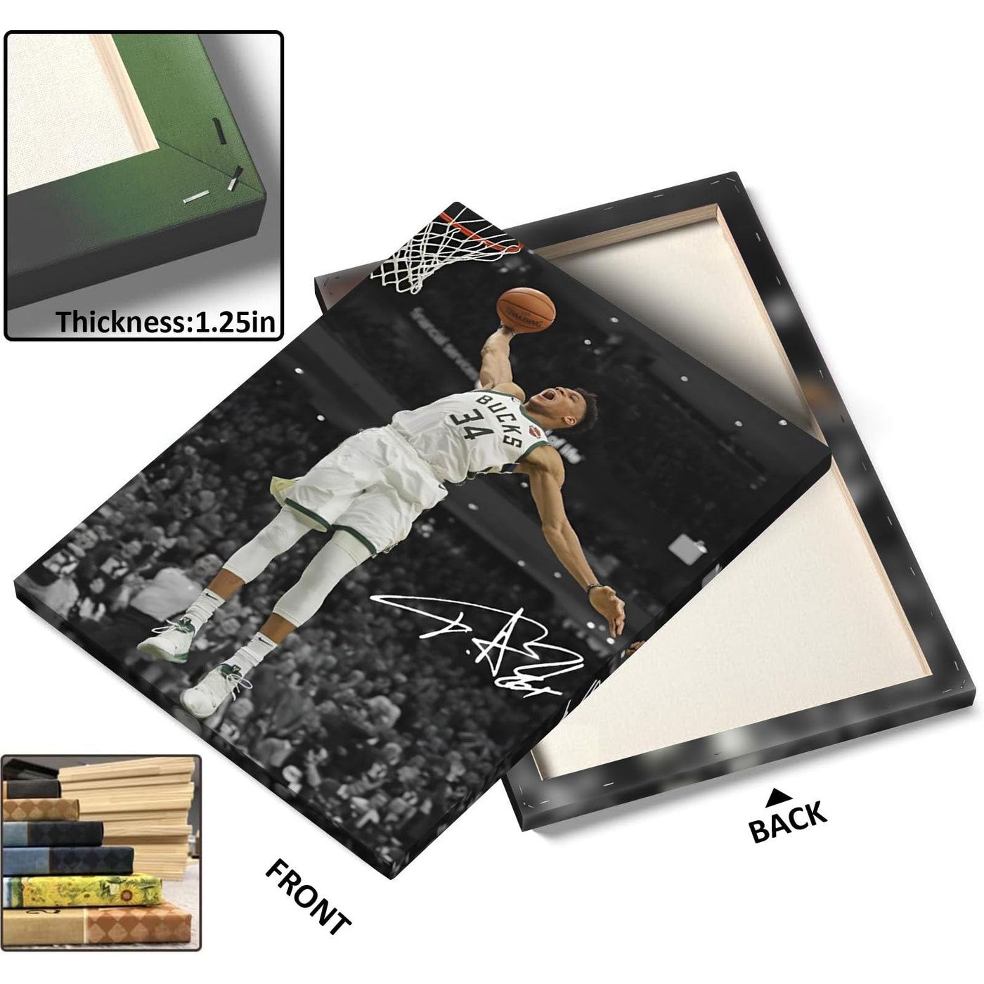 Giannis Antetokounmpo Dunk Print Poster for Bedroom Living Room Wall Decor, NBA Star Oil Painting Inspirational Sports Pictures Decoration