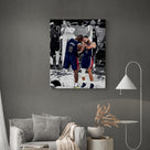 NBA Canvas Wall Art Decor - LeBron James and Stephen Curry Team USA Basketball Print Iconic Sleep Celebration Poster Sports Wall Art for Game Room Bedroom Living Room Man Cave Dorm Room Decor Gift for Basketball Fans