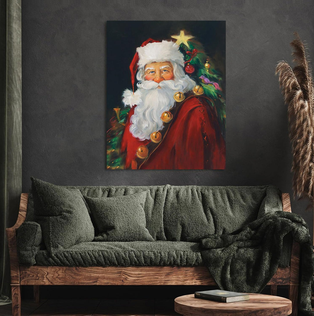 Christmas Canvas Wall Art Santa Claus Canvas Prints for Living Room Kitchen Bathroom Home Santa Claus Xmas Posters Room Decor