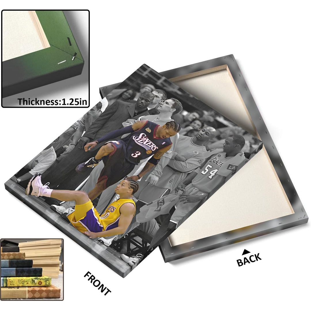 Basketball Canvas Wall Art, Iverson and Tyronn Lue Poster Prints NBA Star Artwork Decoration Motivational Sports Wall Decor for Gym Office Home Dorm Bedroom Living Room