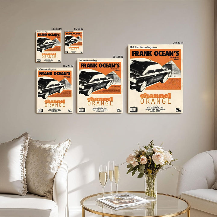 Frank Ocean Canvas Wall Art, Channel Orange Album Cover Print Poster, Vintage Framed Music Wall Artwork for Bedroom, Lounge, Studio or Music Room Aesthetic Decor