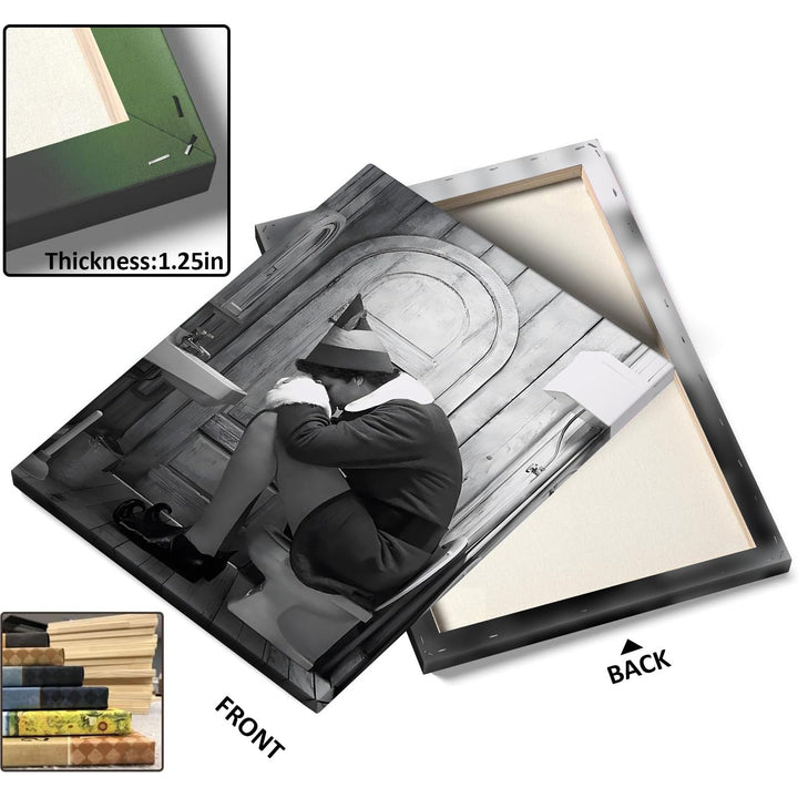 Funny Framed Canvas Wall Art Bathroom Decor Black and White Comedy Elf Movies Poster Bathroom Oil Painting Modern Toilet Artwork for Living Room Dorm Wall Home Decoration