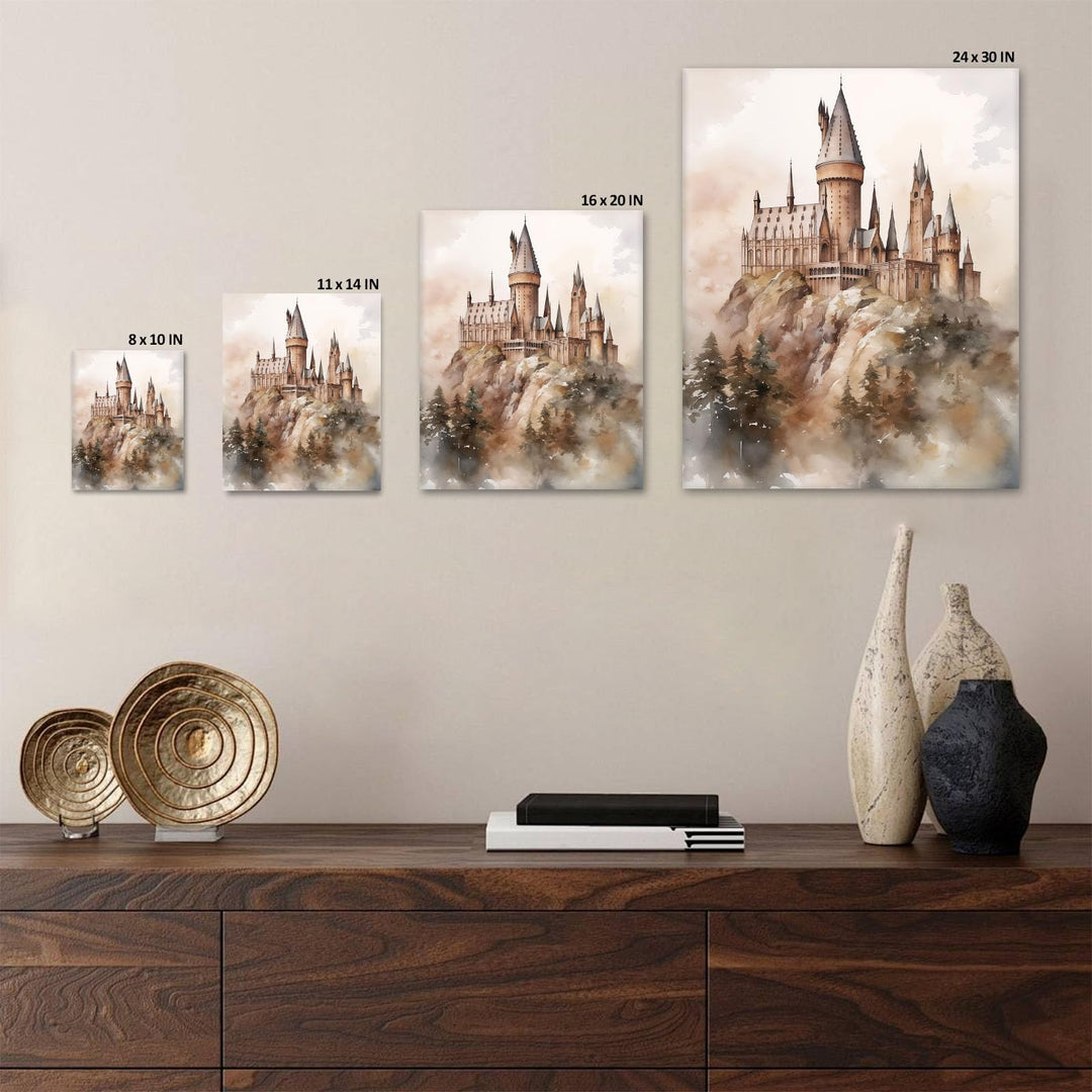 Hogwarts Canvas School of Witchcraft and Wizardry Wall Art, Magic World Oil Painting Print, Majestic Castle Decor for Bedroom Living Room, Dreamy Art for Witchcraft Fans