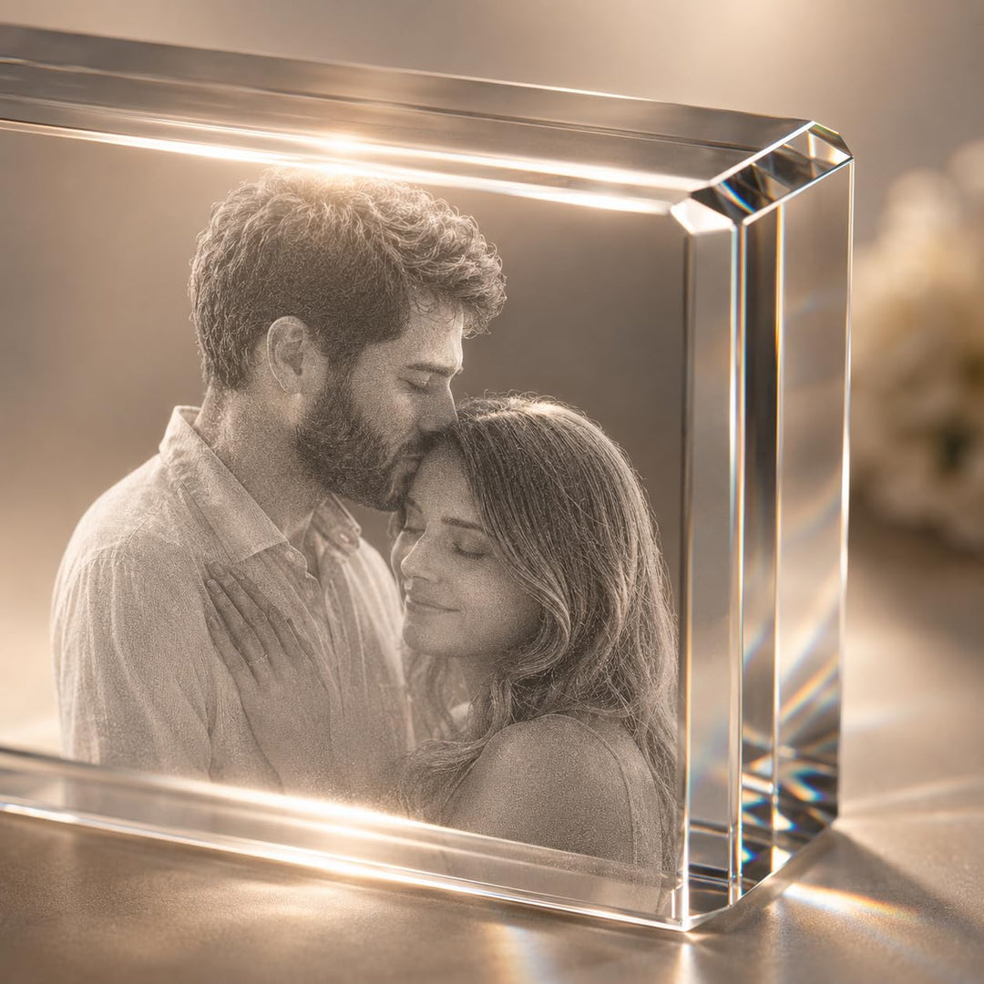 Personalized 3D Crystal Photo Engraved with K9 Crystal & Subsurface