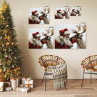 Santa Claus and Reindeer Christmas Canvas Wall Art Decor - Heartwarming Holiday Decor with Santa and His Reindeer, Ideal Addition to Living Room