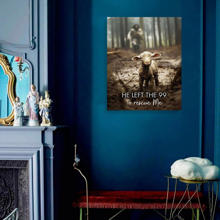 Jesus With The Sheep Wall Art Jesus Running After Lamb Canvas Print He Left the 99 to Rescue Me jesus and Lost Sheep Christian Wall Art