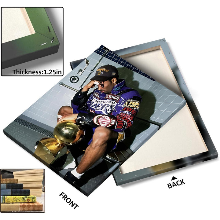 Kobe Bryant Canvas Wall Art Decor -  Iconic Lakers Championship Celebration Artwork, Trophy and Team Tribute, Bold NBA Finals Victory Poster for Office, Home or Game Room Wall Decoration