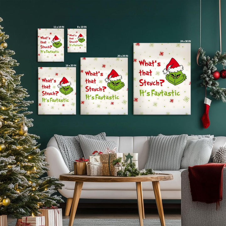 Christmas Canvas Wall Art Decor - “Maybe Christmas Means a Little Bit More” Holiday Quote Decor - 8x10 inch Whimsical Festive Wall Decoration for Room or Office - Premium Quality Canvas Print