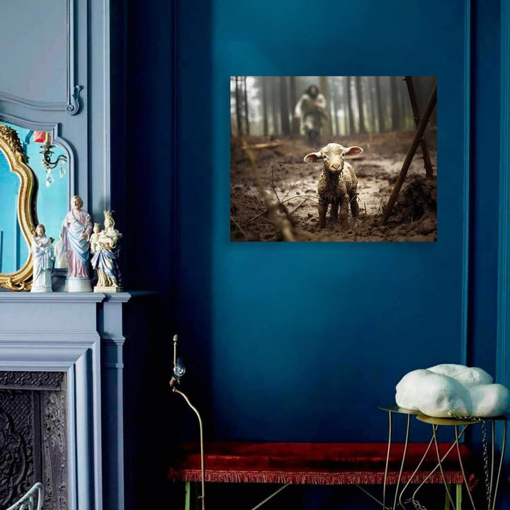 Jesus and Lamb Canvas Wall Art Jesus Running After Lost Lamb Picture Wall Art Canvas Print Christian Home Decor
