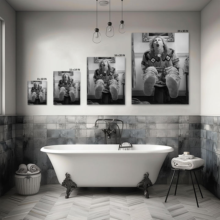 Funny Framed Canvas Wall Art Bathroom Decor Black Humorous Comedy Movies Poster Dumb and Dumber Oil Painting Modern Artwork for Living Room Dorm Wall Home Decoration