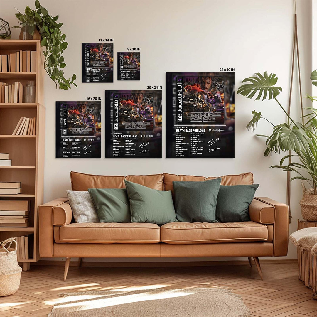 Juice WRLD Canvas Wall Art Death Race for Love Album Cover Poster, Intense Rap and Hip-Hop Inspired Prints Aesthetic for Bedroom Game Room Living Room Bar Studio Decor