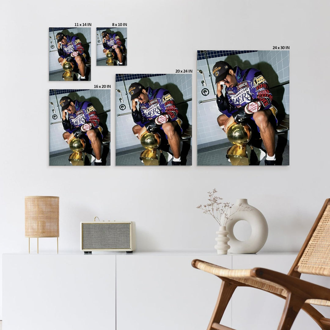 Kobe Bryant Canvas Wall Art Decor -  Iconic Lakers Championship Celebration Artwork, Trophy and Team Tribute, Bold NBA Finals Victory Poster for Office, Home or Game Room Wall Decoration